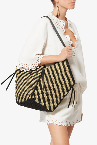 Tampa Raffia Handbag | Black/Natural