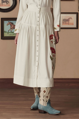 The Suede Cowboy Boot | Washed Indigo Floral