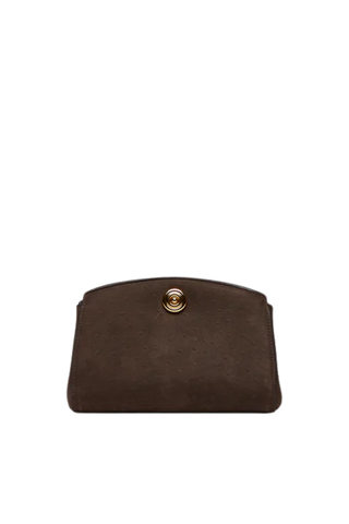 Pushlock Clutch | Dark Brown Ostrich