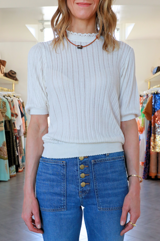 Gemma Short Sleeve Knit Top | Cowrie