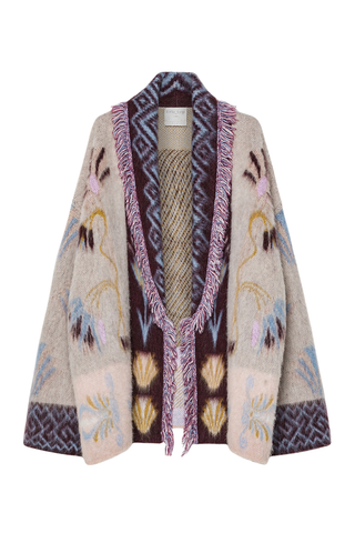 Baby Alpaca Jacquard "Sogni" Long Cardigan | Avorio