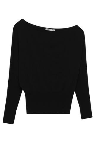 Lavina Draped Off Shoulder Sweater | Black