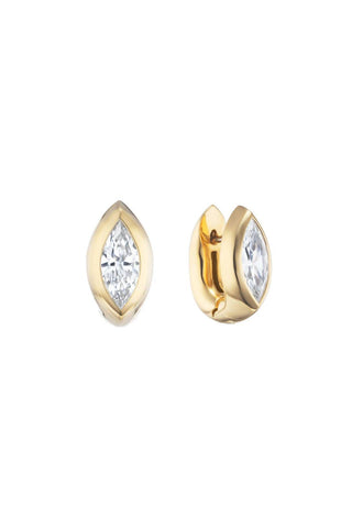 Stud Huggies | Marquise Diamond