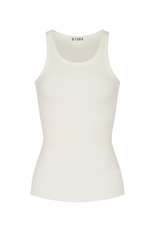 High Neck Fitted Tank | Cream