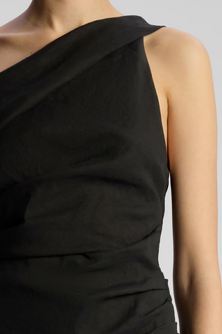 Carina Stretch Linen Mini Dress | Black