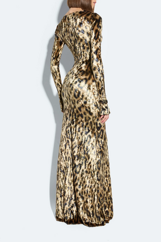 Boatneck Gown | Leopard