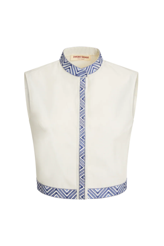 Andorra Iris Embroidery Top | White Blue