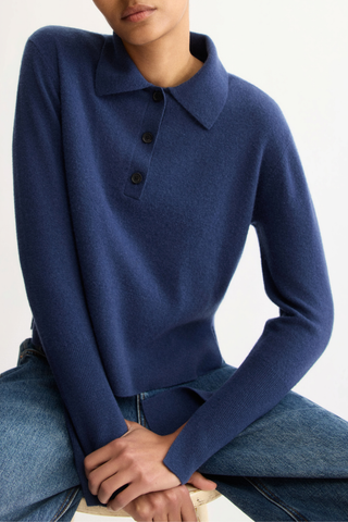 Berry Polo Long Sleeve Sweater | Navy