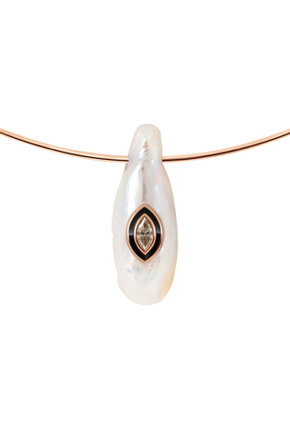 White Pearl Bead | Marquise Diamond