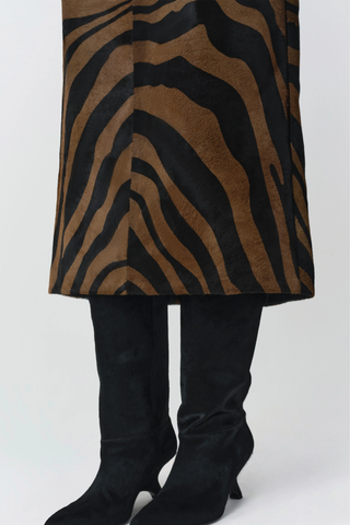 Tobiana Leather Midi Skirt | Zebra