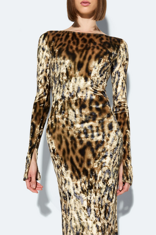 Boatneck Gown | Leopard