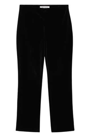 Cigarette Leg Velvet Tailored Trousers | Black