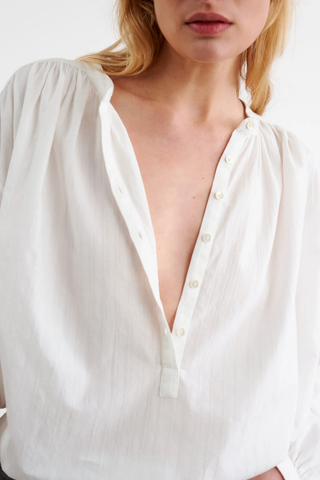 Neville Blouse | Ivory Dobby Stripes