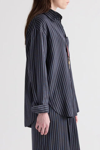 Big Joe Silk Shirt | Blue Nights/Turkish Coffee