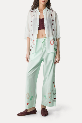 Elegant Summer Trousers with "Broderie En Reve" Embroidery | Plume