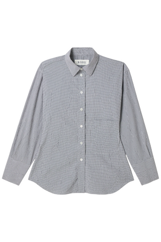 Crushed Checked Shaped Shirt | Mini Grey Check