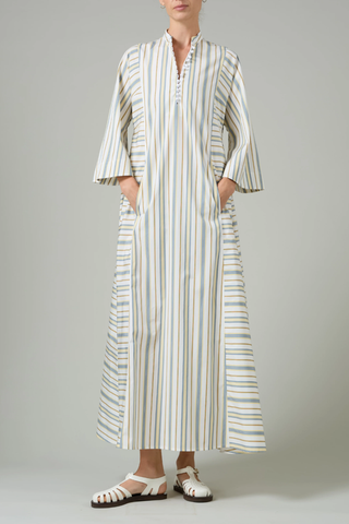 Rachel Long Kaftan | Yellow & Grey