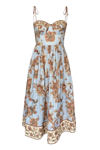 Aster Corset Midi Dress | Blue Jacobean