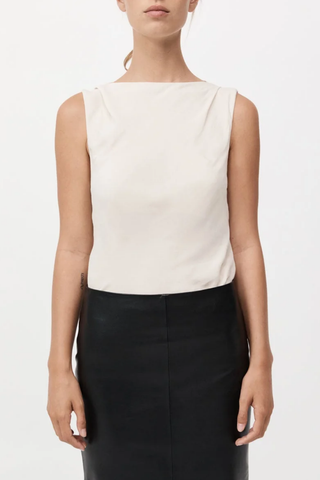 Draped Cowl Top | Dove