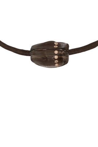 Carved Coquito Bead with Brilliant Diamonds on Cord | Smokey Quartz