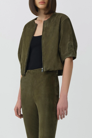 Austyn S/S Zip Up Suede Jacket | Sea Turtle