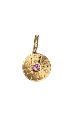 Mini Sun Sign Medallion | Pink Sapphire