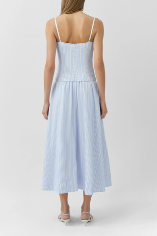 Quinlin Bustier Midi Dress | Blue Stripe