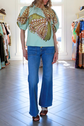 Ravena Puff Sleeve Top | Water Blossoms