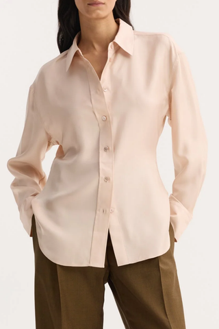 Shaped Silk Shirt | Rose