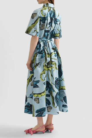 Floral Print Shirt Dress | Etched Tulip Powder Blue