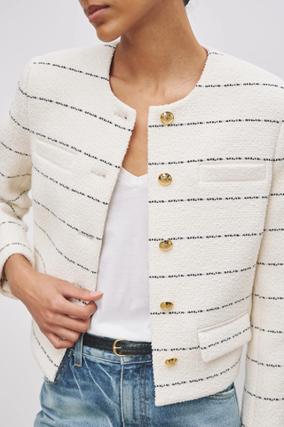 Paige Jacket | Black/Ivory Stripe