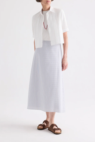 Short Lived Placket Shirt W/ Cherry Pleats | White