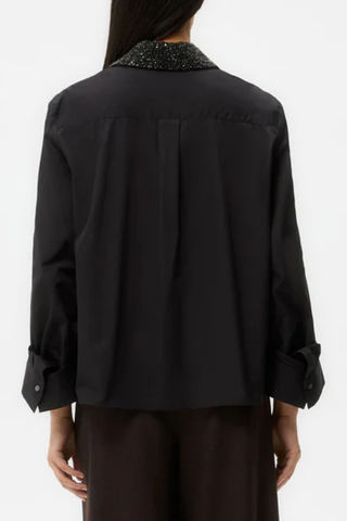 Dude Shirt with Crystal Collar | Black