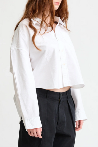 Cropped Button Front Shirt | White