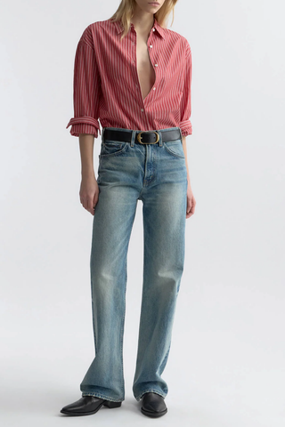 Yorke Striped Cotton Shirt | Red And White Stripe