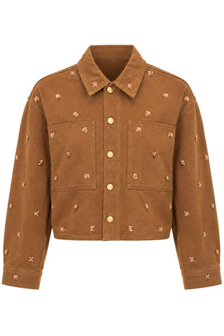 The Bobbi Denim Jacket | Embellished Umber