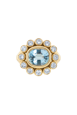 Wildflower Ring with Diamond Petals | Blue Topaz