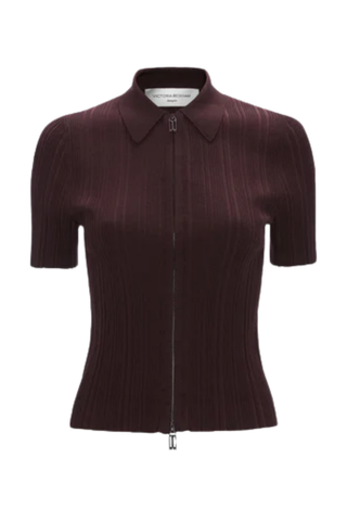 Ribbed Polo Top | Acai