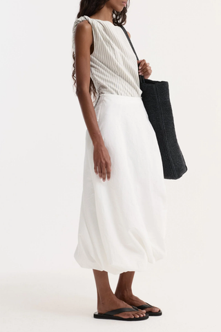 Twisted Crushed Cotton Skirt | Optic White