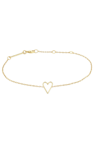 14K Tiny Open Heart Bracelet