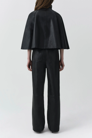 Orvik Leather Cape Jacket | Black