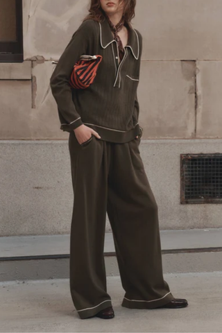 The Menswear Tipping Trouser Pant | Olive