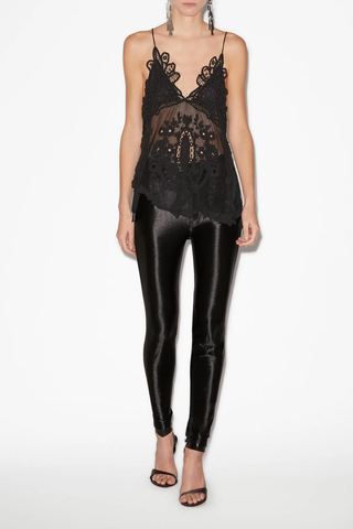 Victoria Embroidered Tulle Camisole | Black