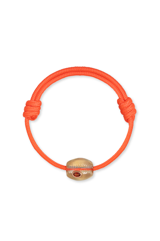 Lemon Quartz Cowry Bead With Orange Sapphire Orange Surf Cord Anklet