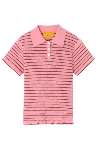 Smocked Shrunken Polo | Sprinkle / Burnt Sienna