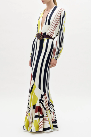 Florina Skirt | Distorted Multi Color Stripes