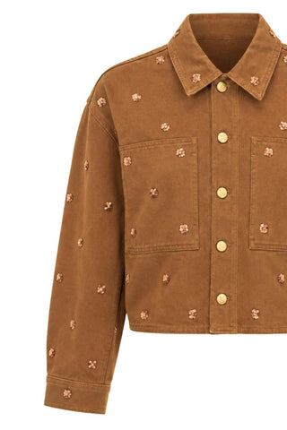 The Bobbi Denim Jacket | Embellished Umber