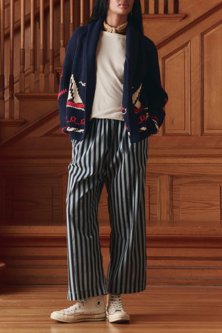 The Sailboat Lodge Cardigan | Dark Navy