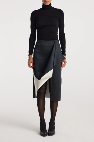 Sculptural Double-Satin Skirt | Black/White