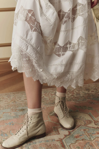 The Rosette Crochet Canary Skirt | Cream